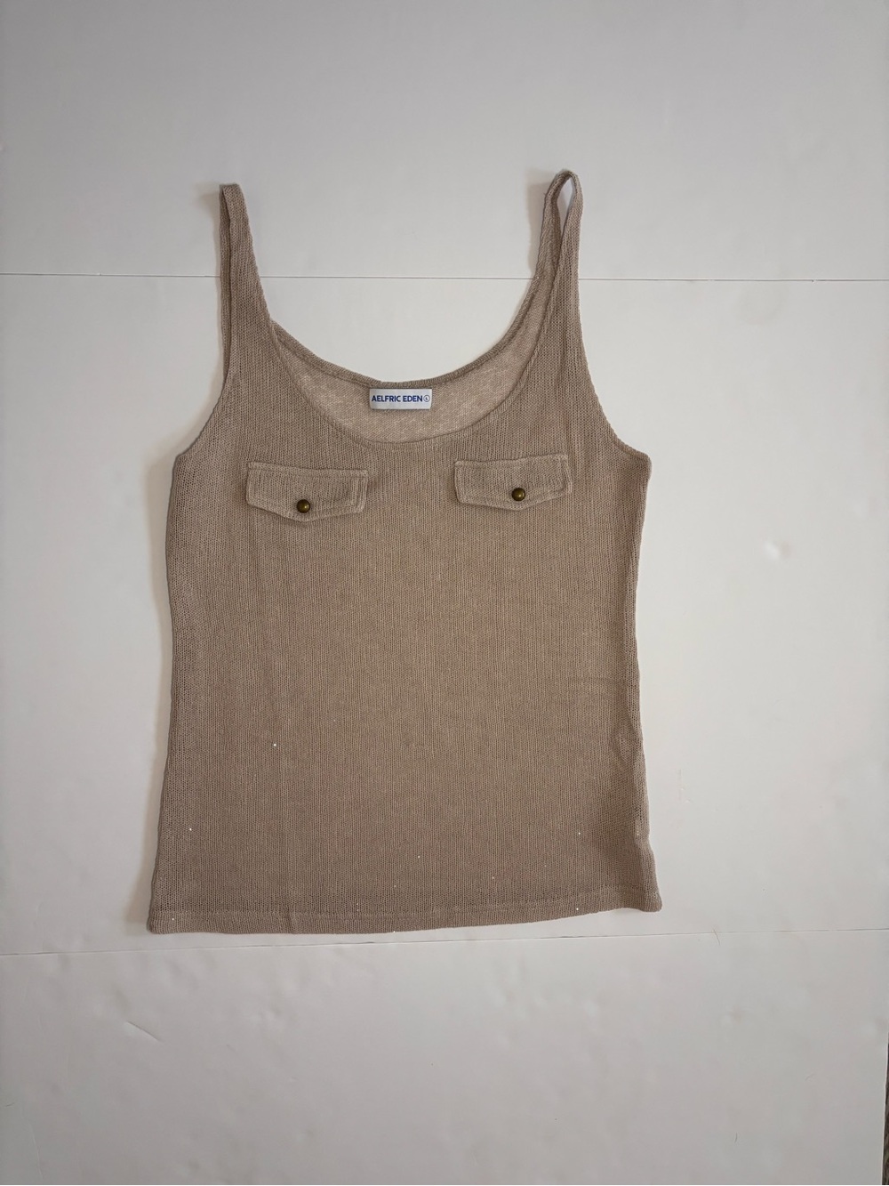 Aelfric Eden Beige Knit Tank Top Size L Y2K Utility Minimalist